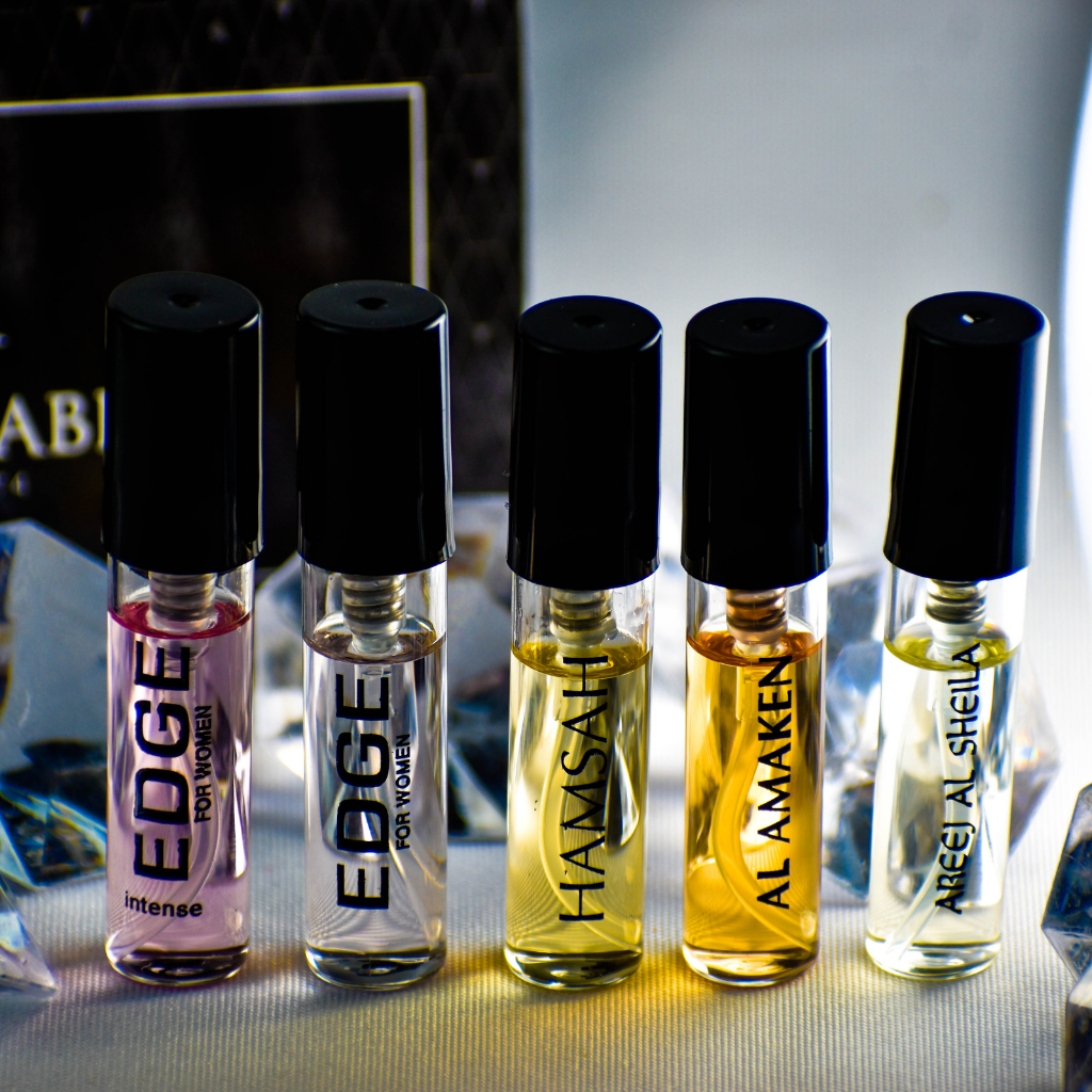 5 Swiss Arabian Sample Packet - Edge Women, Edge Intense Women, Hamsah, Areej Al Sheila, Al Amaken - Intense oud