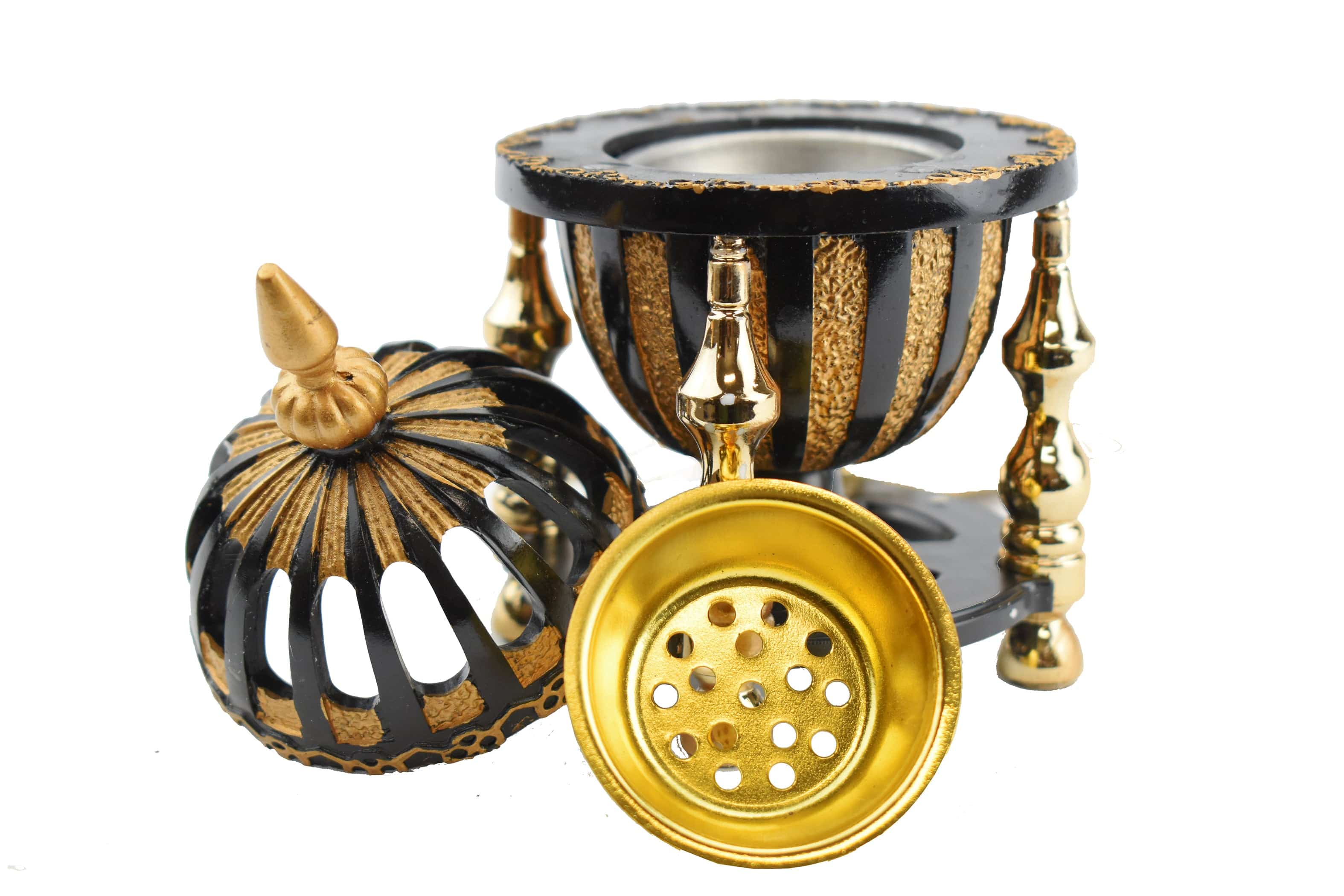 4 Pillar Resin Dome Style Incense Bakhoor/Oud Burner - Black - Intense oud