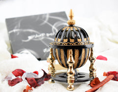 4 Pillar Resin Dome Style Incense Bakhoor/Oud Burner - Black - Intense oud