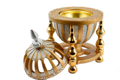 4 Pillar Resin Dome Style Incense Bakhoor/Oud Burner - Gold - Intense oud