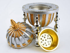 4 Pillar Resin Dome Style Incense Bakhoor/Oud Burner - Silver - Intense oud