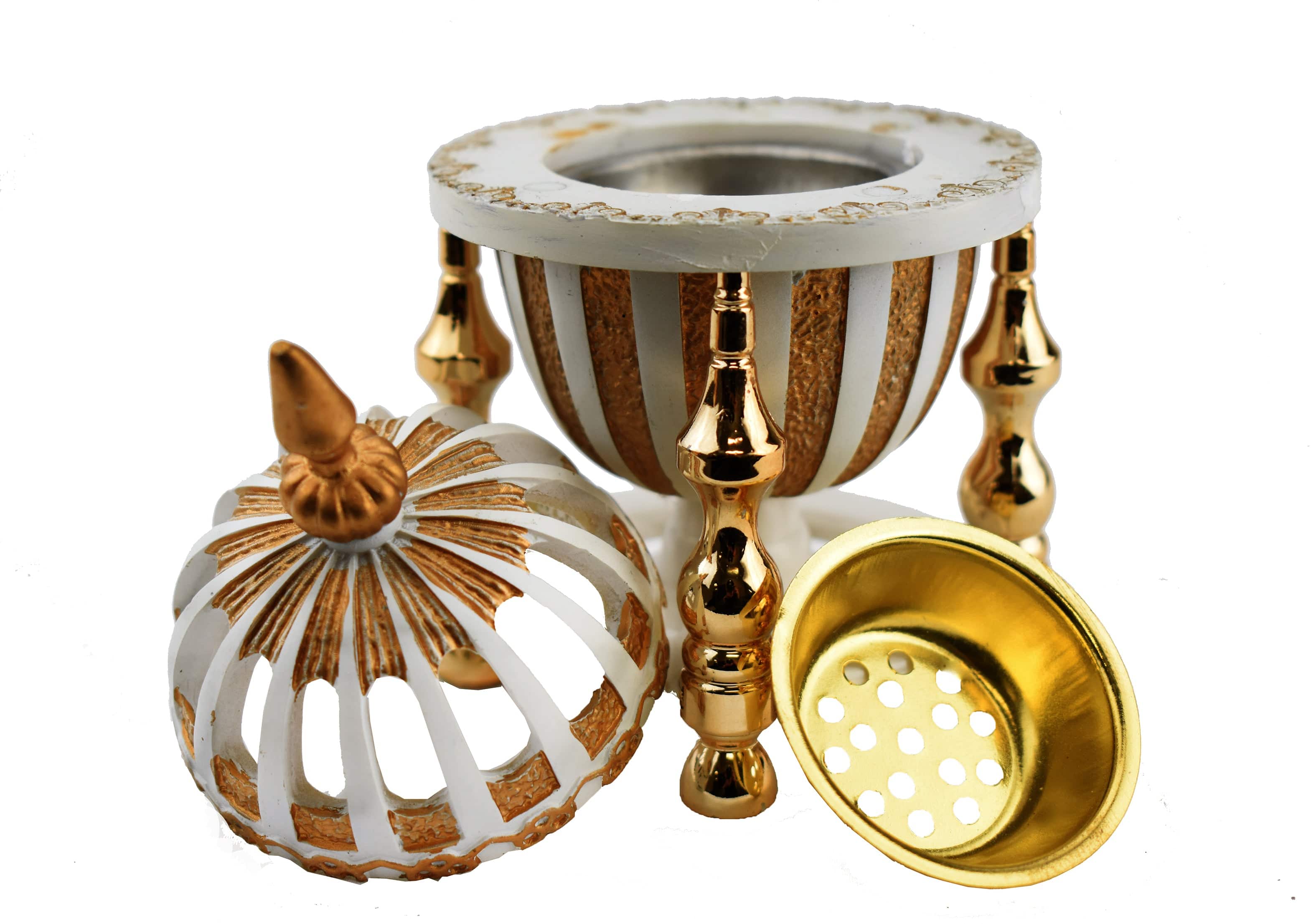 4 Pillar Resin Dome Style Incense Bakhoor/Oud Burner - White - Intense oud