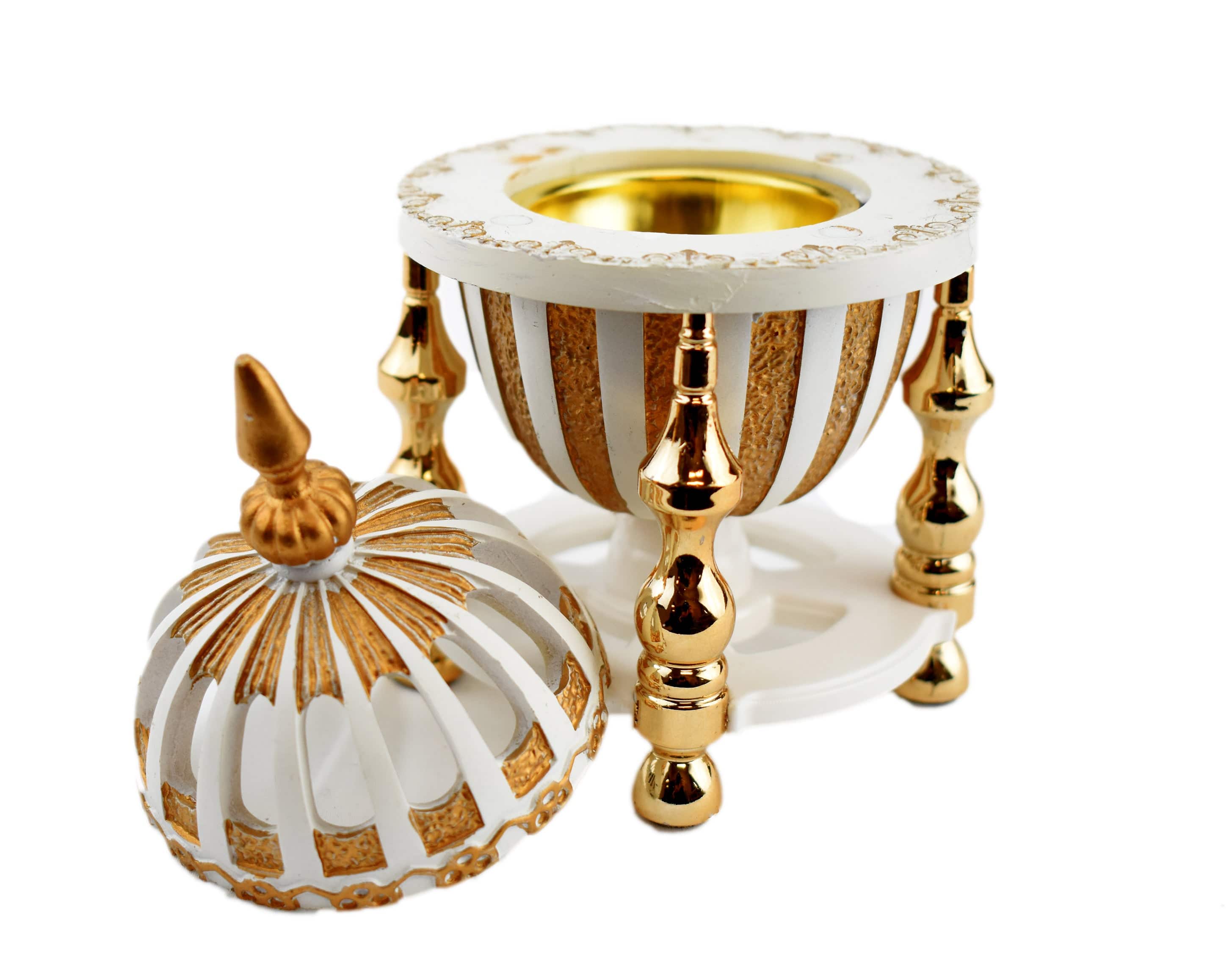 4 Pillar Resin Dome Style Incense Bakhoor/Oud Burner - White - Intense oud