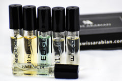 6 Swiss Arabian Sample Packet - Valencia, Sehr al Sheila, Rasheeqa, Edge for Men, Al Waseem, Whisper - Intense oud