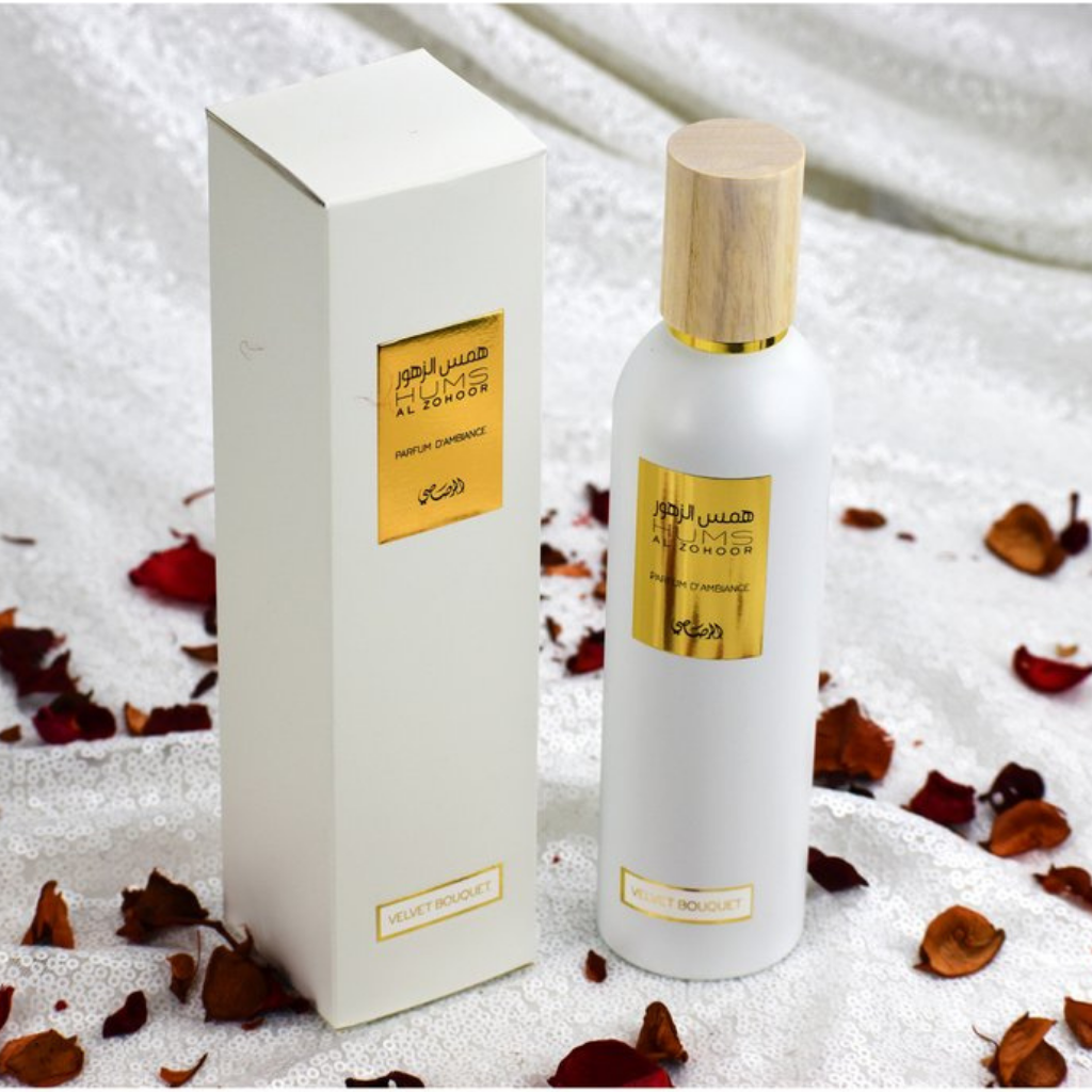 Hums Al Zohoor Velvet Bouquet Air Freshener - 250 mL (8.4 oz) by Rasasi - Intense oud