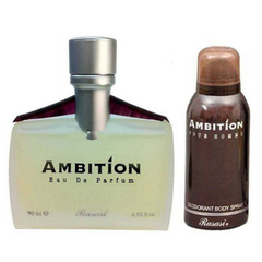 Ambition for Men EDP with DEO - 70 ML with 150 ML (2.4 oz and 5.0 oz) by Rasasi - Intense oud