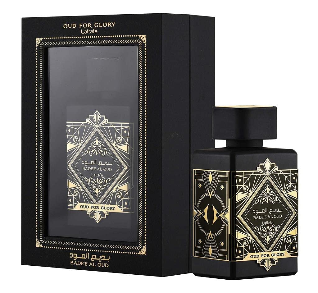 Bade'e Al Oud For Glory, Maahir Black & Ana Abiyedh Rouge EDP-100ml with Magnetic Gift Box | by Lattafa Perfumes - Intense Oud