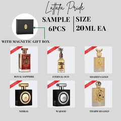 Discovery Pack Of Lattafa Pride Travel Set-20ml 6Pcs with Magnetic Gift Box Perfect For Gifting | by Lattafa Perfumes - Intense Oud