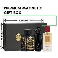 Badee Al Oud For Glory,Maahir Black & Ana Abiyedh Rouge EDP100ml in Magnetic Box - Intense oud