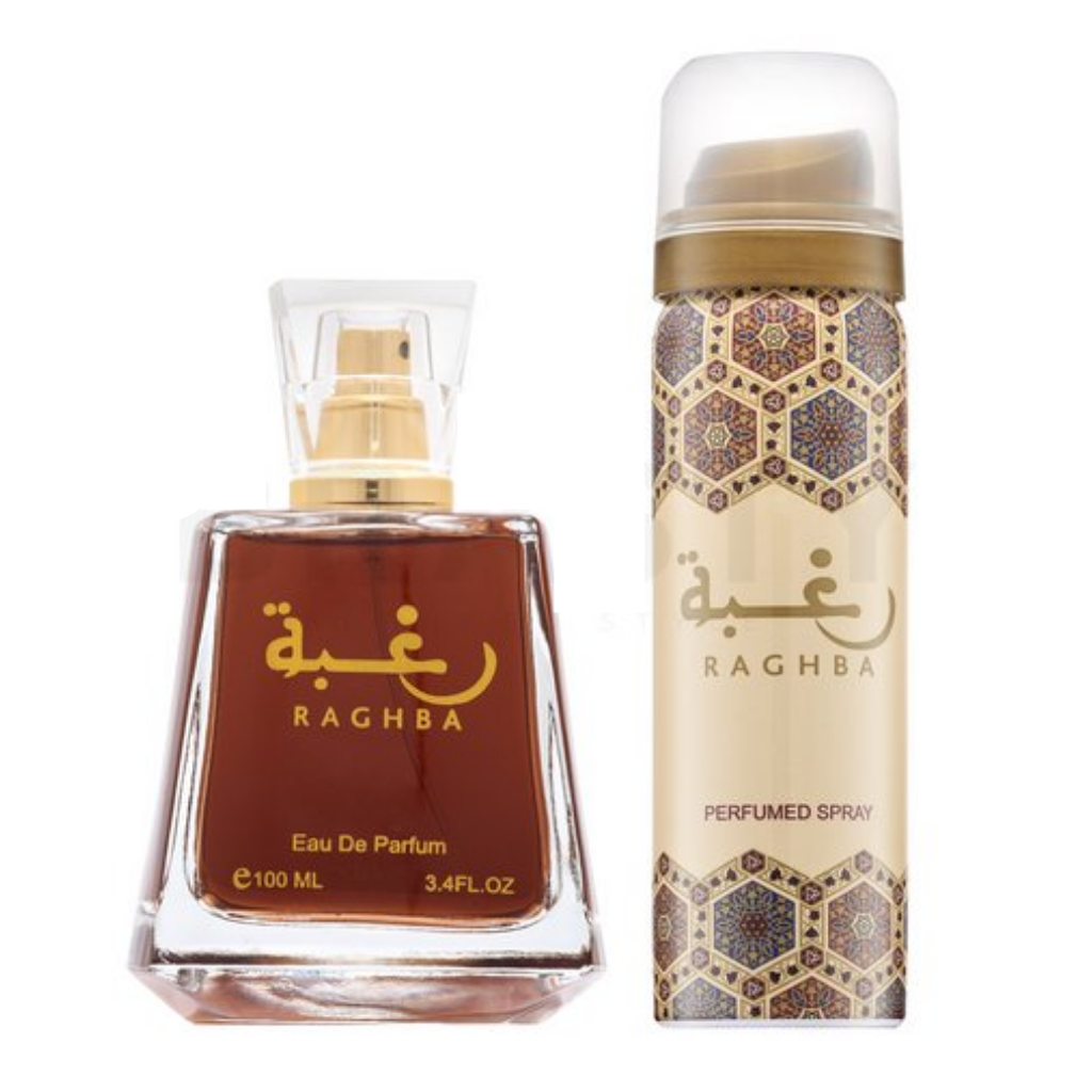 Raghba for Women EDP - 100ML (3.4oz) w/ Deo (with pouch) by Lattafa - Intense Oud