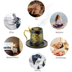 Tea Cup Style Closed Incense Bakhoor Burner - Black - Intense oud