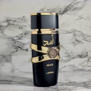 Asad EDP - 100ml(3.4 oz) by Lattafa (WITH VELVET POUCH) - Intense Oud