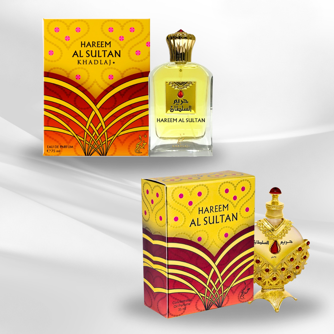 Hareem Al Sultan Gold EDP 75ML (2.5 OZ) & Hareem Al Sultan Gold CPO 35ML (1.18 OZ) BY KHADLAJ. (BUNDLE) - Intense Oud