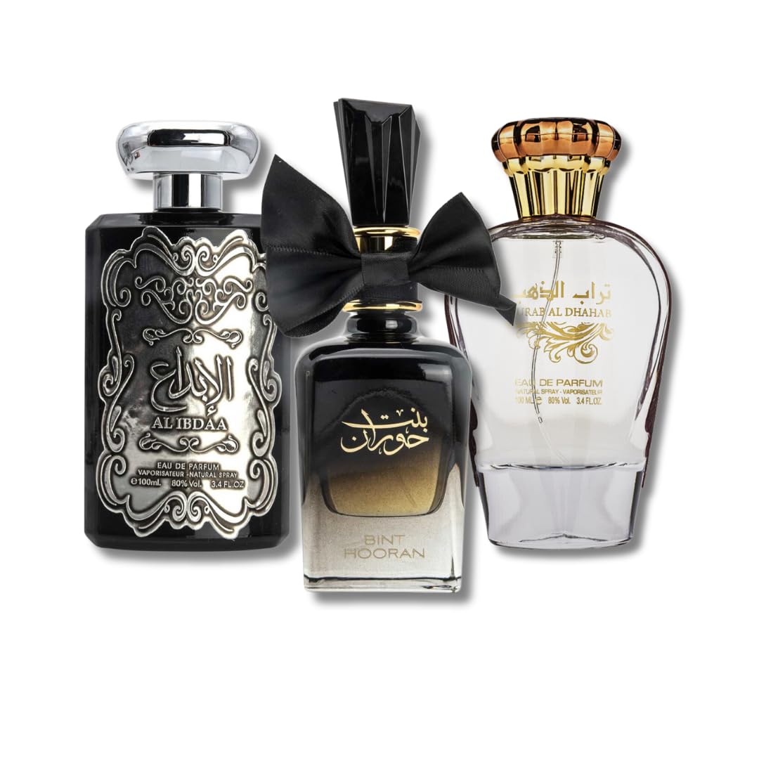 3-Piece Set of Al Ibdaa Silver, Bint Hooran & Turab Al Dhahab EDP- 100Ml (3.4 oz) by Ard Al Zaafaran - Intense oud