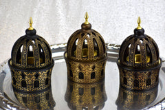 Calligraphy Style Closed Incense Bakhoor Burner - Brown and Gold - Intense oud