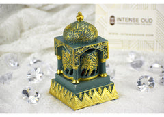 Engraved Calligraphy Minaret Style Incense Bakhoor Burner - 6 in. Teal - Intense oud