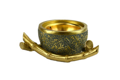 Bamboo Triangle Arabic Script Incense Bakhoor Burner - Teal and Gold - Intense oud