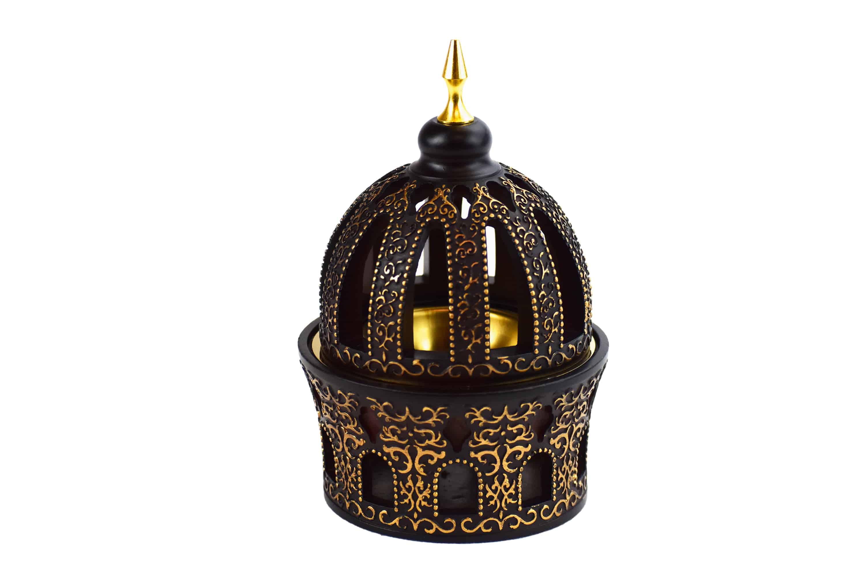 Calligraphy Style Closed Incense Bakhoor Burner - Brown and Gold - Intense oud