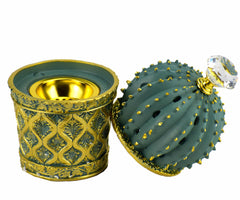 Succulent (Cactus) Style Closed Incense Bakhoor Burner - Teal - Intense oud