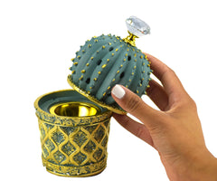 Succulent (Cactus) Style Closed Incense Bakhoor Burner - Teal - Intense oud