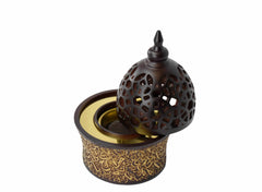 Calligraphy Style Closed Incense Bakhoor Burner - Brown - Intense oud