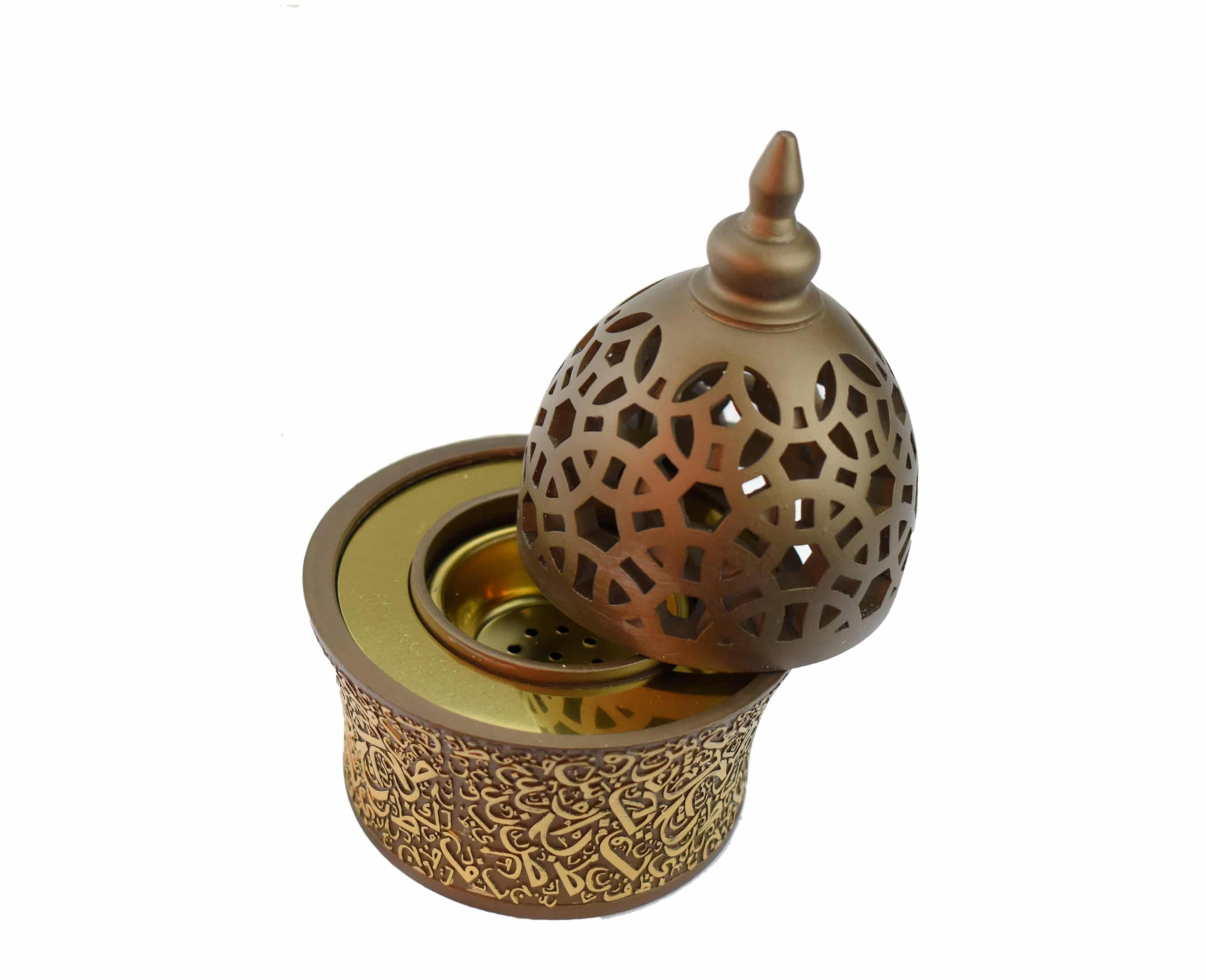 Calligraphy Style Closed Incense Bakhoor Burner - Coffee - Intense oud