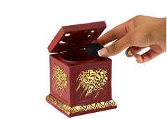 Calligraphy Cube Style Closed Incense Bakhoor Burner- Red - Intense oud