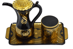 Glossy Arabic Design Royal Bakhoor Tea Set - Black | Intense Oud - Intense oud