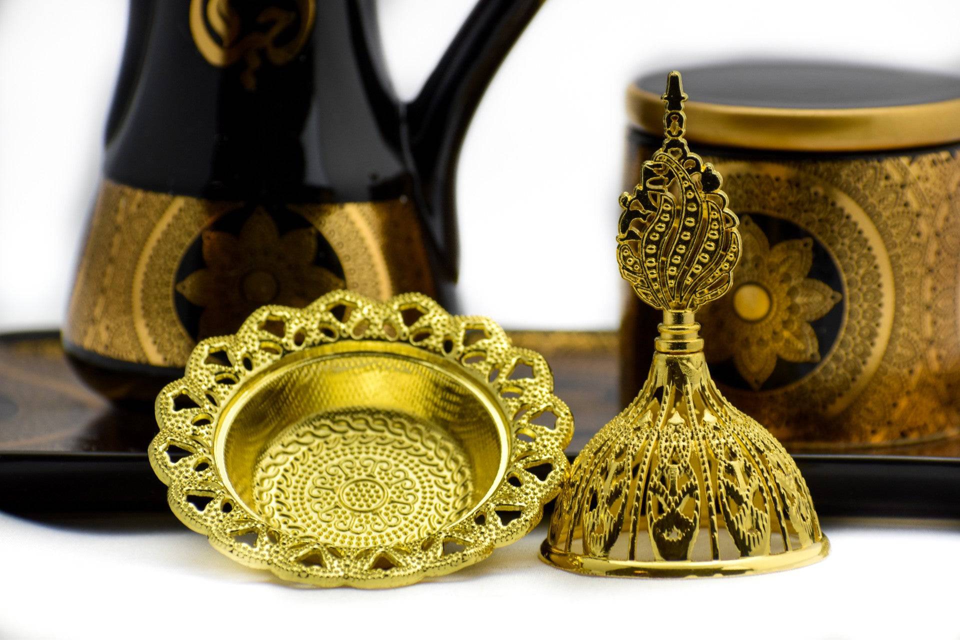 Glossy Arabic Design Royal Bakhoor Tea Set - Black | Intense Oud - Intense oud