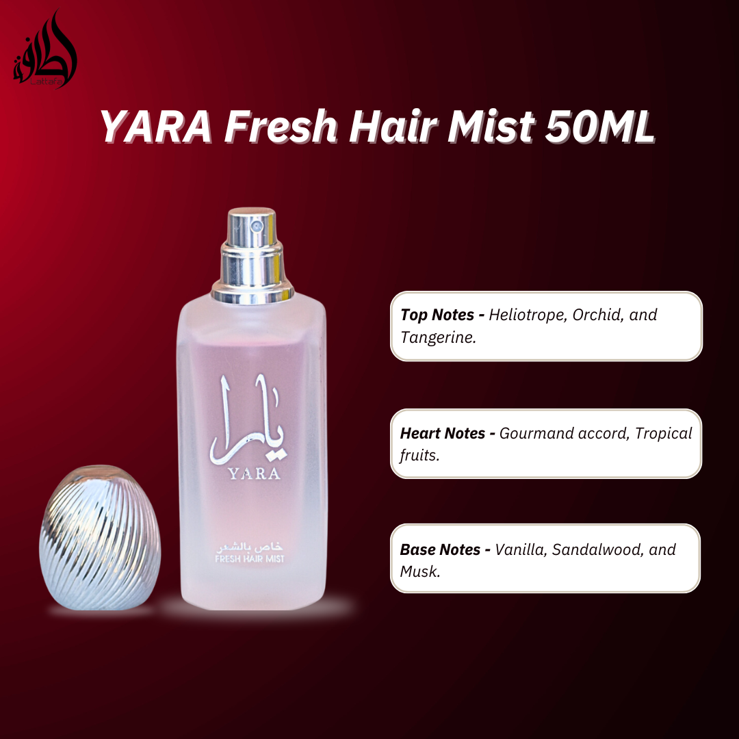 YARA Fresh Hair Mist 50ML (1.7 OZ) by Lattafa, Experience the Sweet & Sensual Aroma.