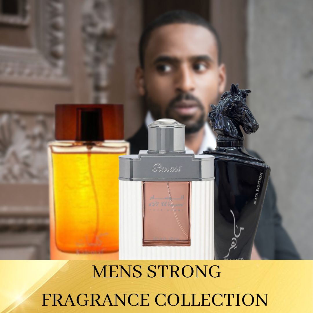 Strong (3 Piece) EDP Collection | For Men Maahir Black, Kalemat Brown, Al Wisam Day - Intense Oud