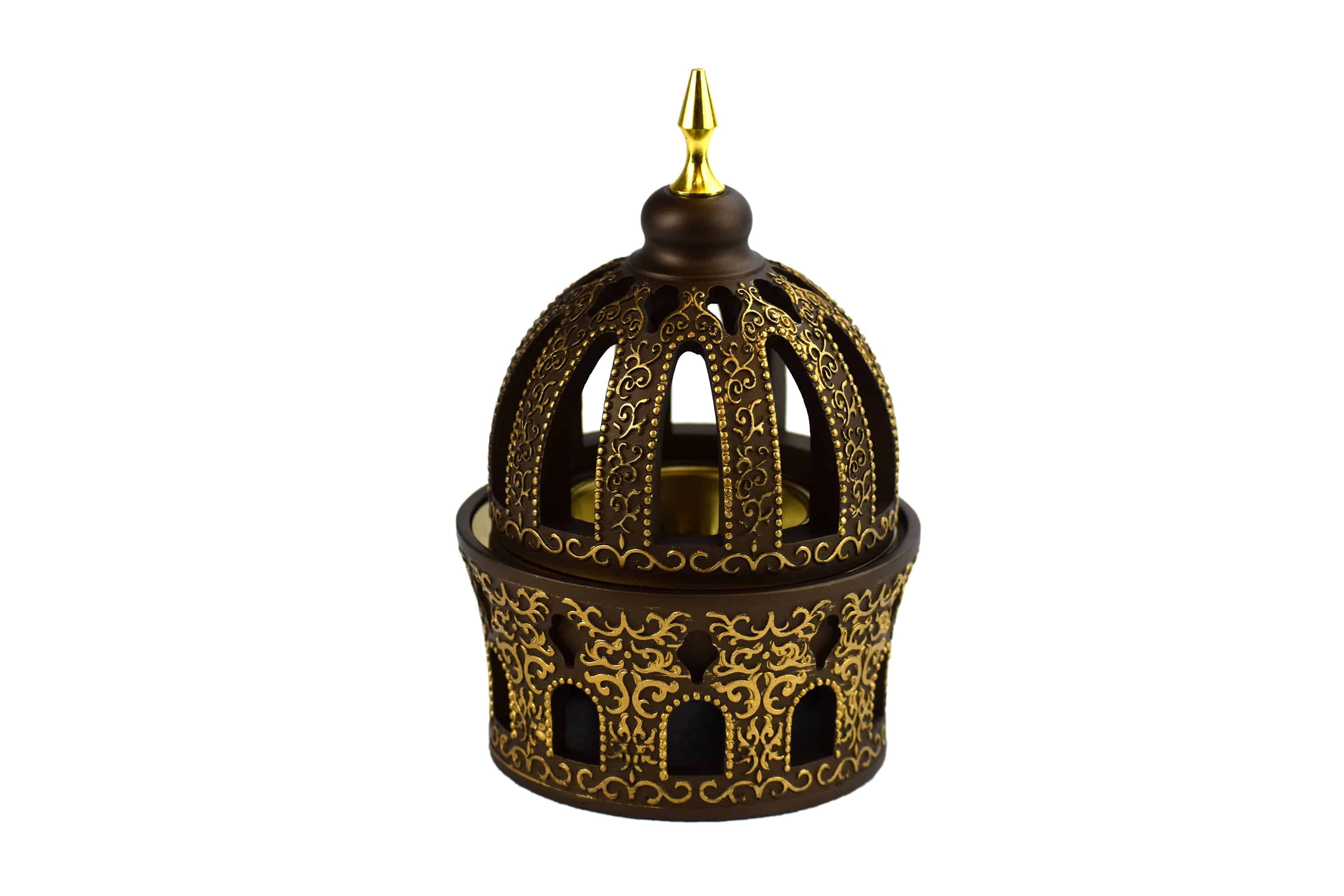 Calligraphy Style Closed Incense Bakhoor Burner - Golden - Intense oud