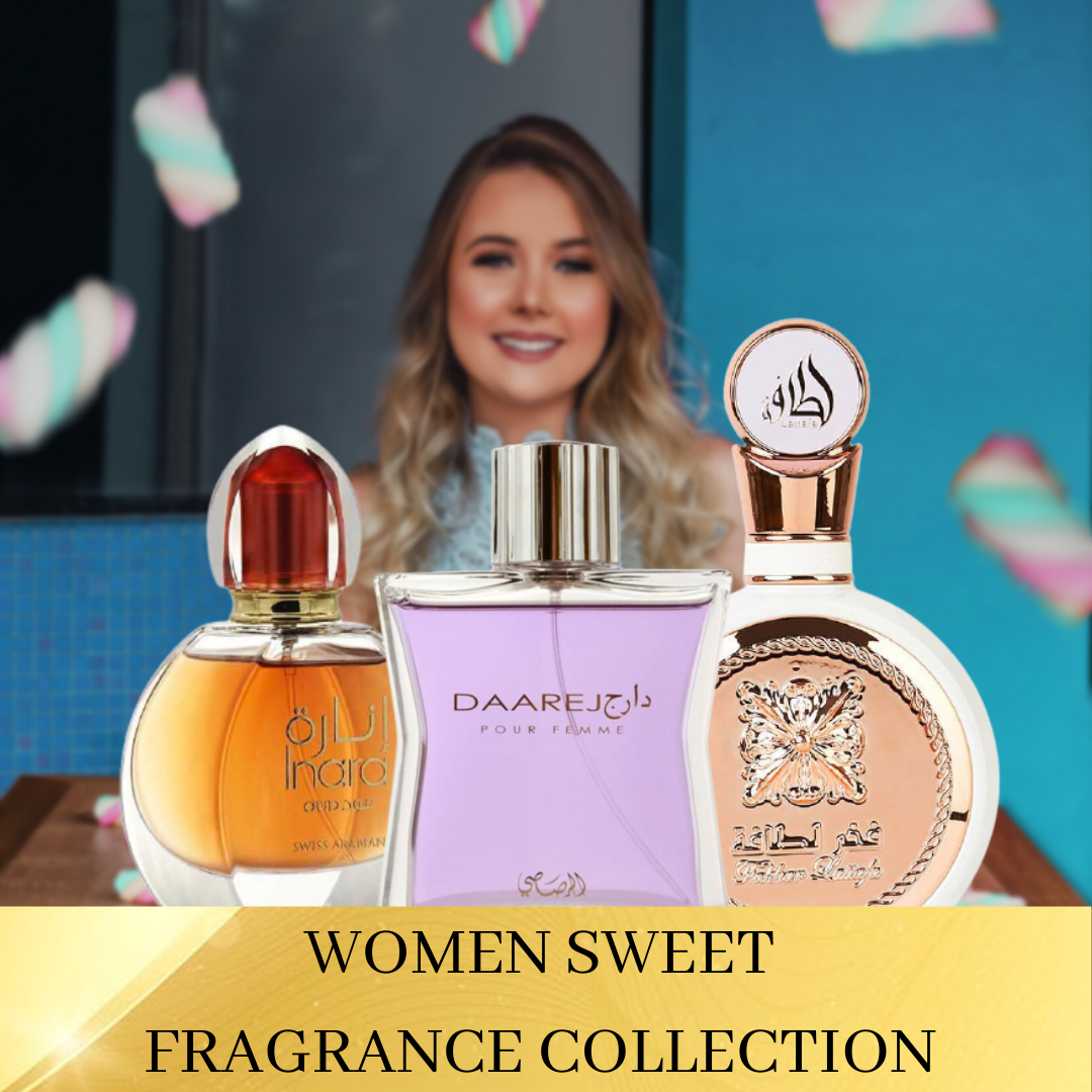 3 Sweet  Womens Fragrance Bundle- Dareej Women, Inara Women, Fakhar Women - Intense Oud