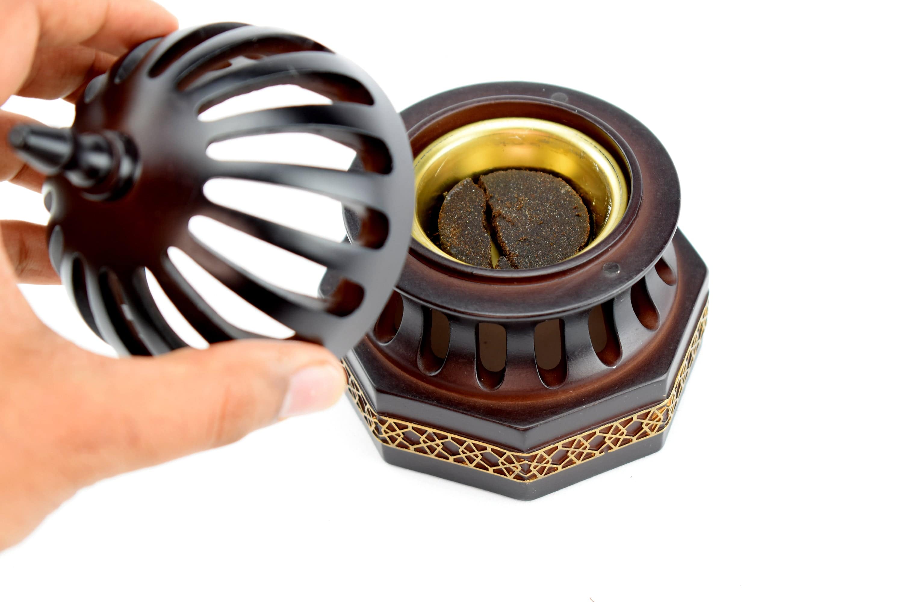 Classic Traditional Dome Style Closed Incense Bakhoor Burner - Brown - Intense oud