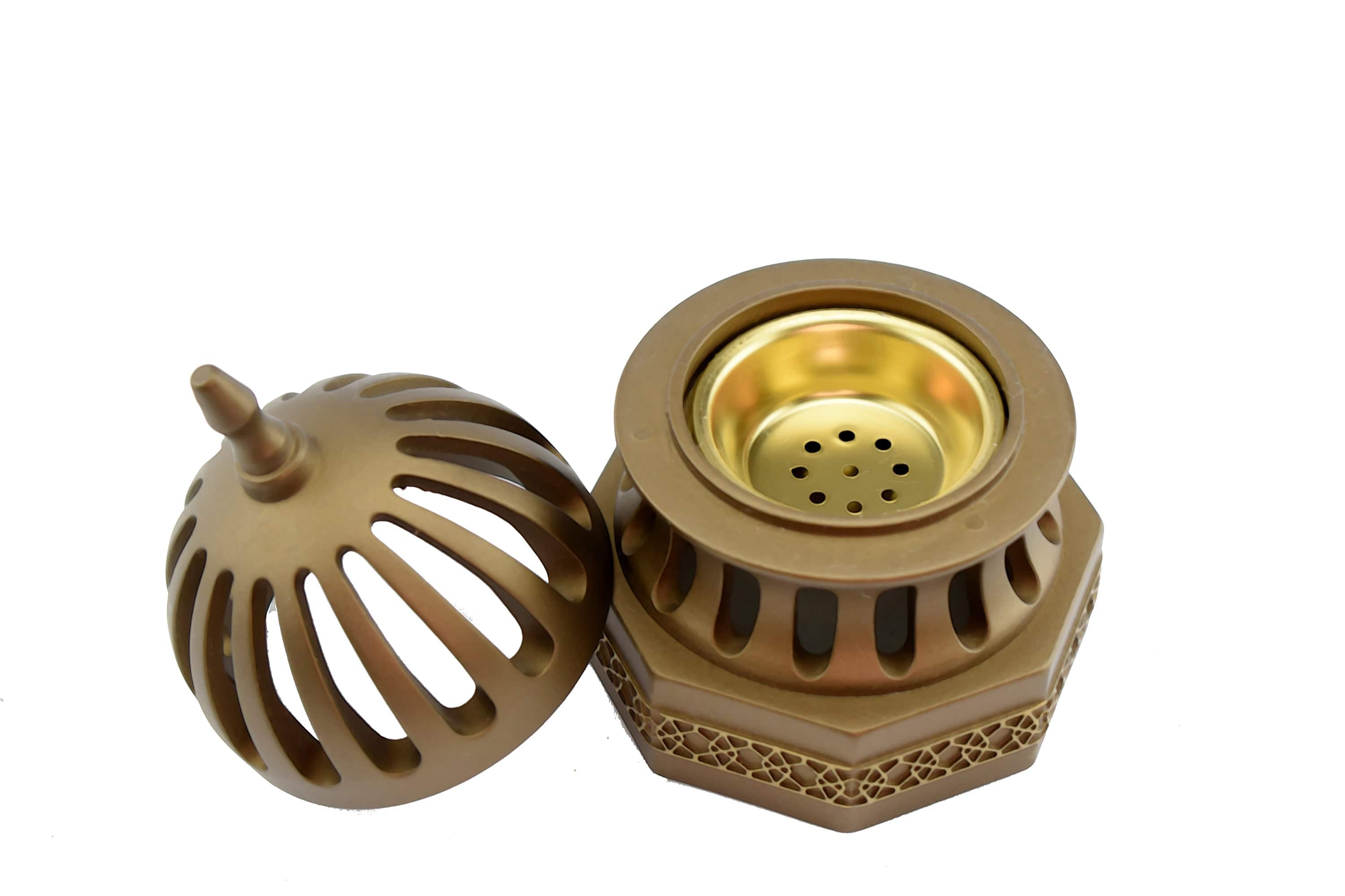 Classic Traditional Dome Style Closed Incense Bakhoor Burner - Gold - Intense oud