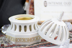 Classic Traditional Dome Style Closed Incense Bakhoor Burner - White - Intense oud