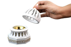 Classic Traditional Dome Style Closed Incense Bakhoor Burner - White - Intense oud