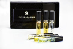 6 Swiss Arabian Sample Packet - Mr. Edge, Dehn al Oodh Malaki, Edge Intense for Men, Shaghaf Oud Aswad, Oud Maknoon, Pure Instinct - Intense oud