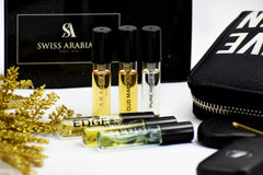 6 Swiss Arabian Sample Packet - Mr. Edge, Dehn al Oodh Malaki, Edge Intense for Men, Shaghaf Oud Aswad, Oud Maknoon, Pure Instinct - Intense oud