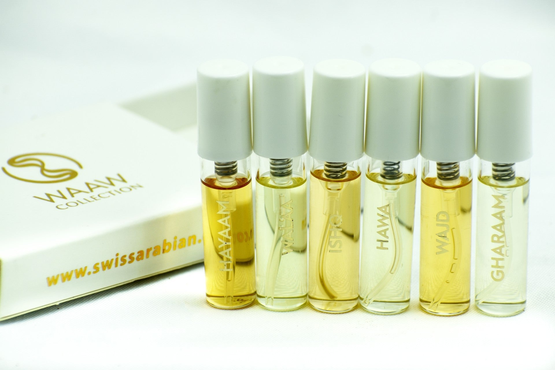 Waaw Series 6 Pack Swiss Arabian Sample Packet - Hayaam, Walaa, Ishq, Hawa, Wajd, Gharaam - Intense oud