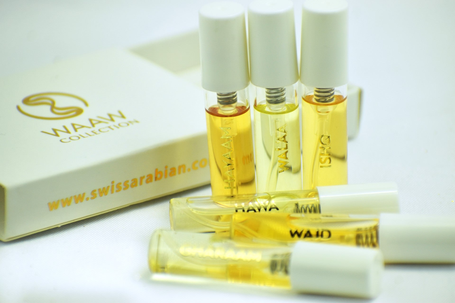 Waaw Series 6 Pack Swiss Arabian Sample Packet - Hayaam, Walaa, Ishq, Hawa, Wajd, Gharaam - Intense oud