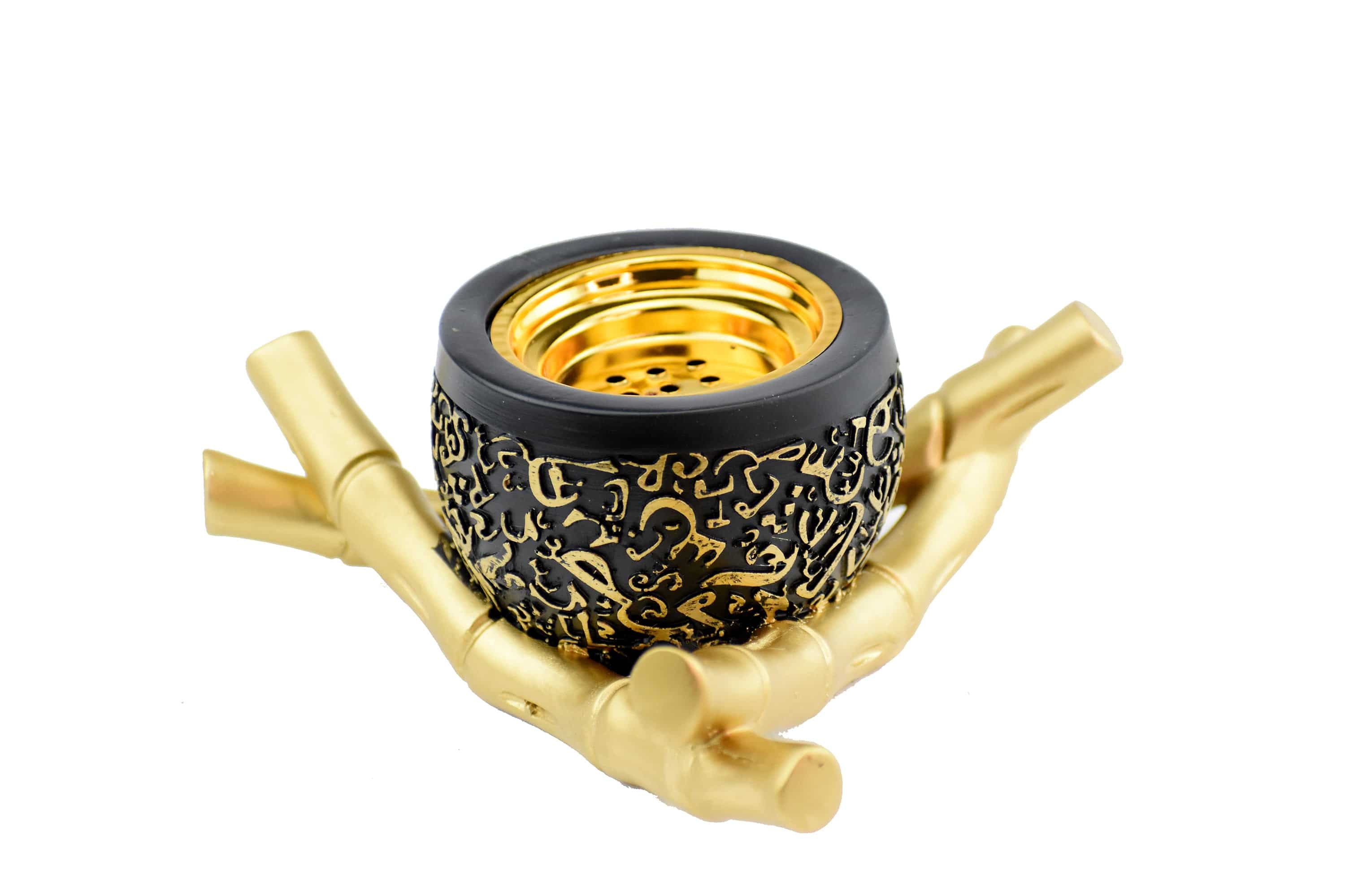 Bamboo Trangle Arabic Script Incense Bakhoor Burner - Black - Intense oud