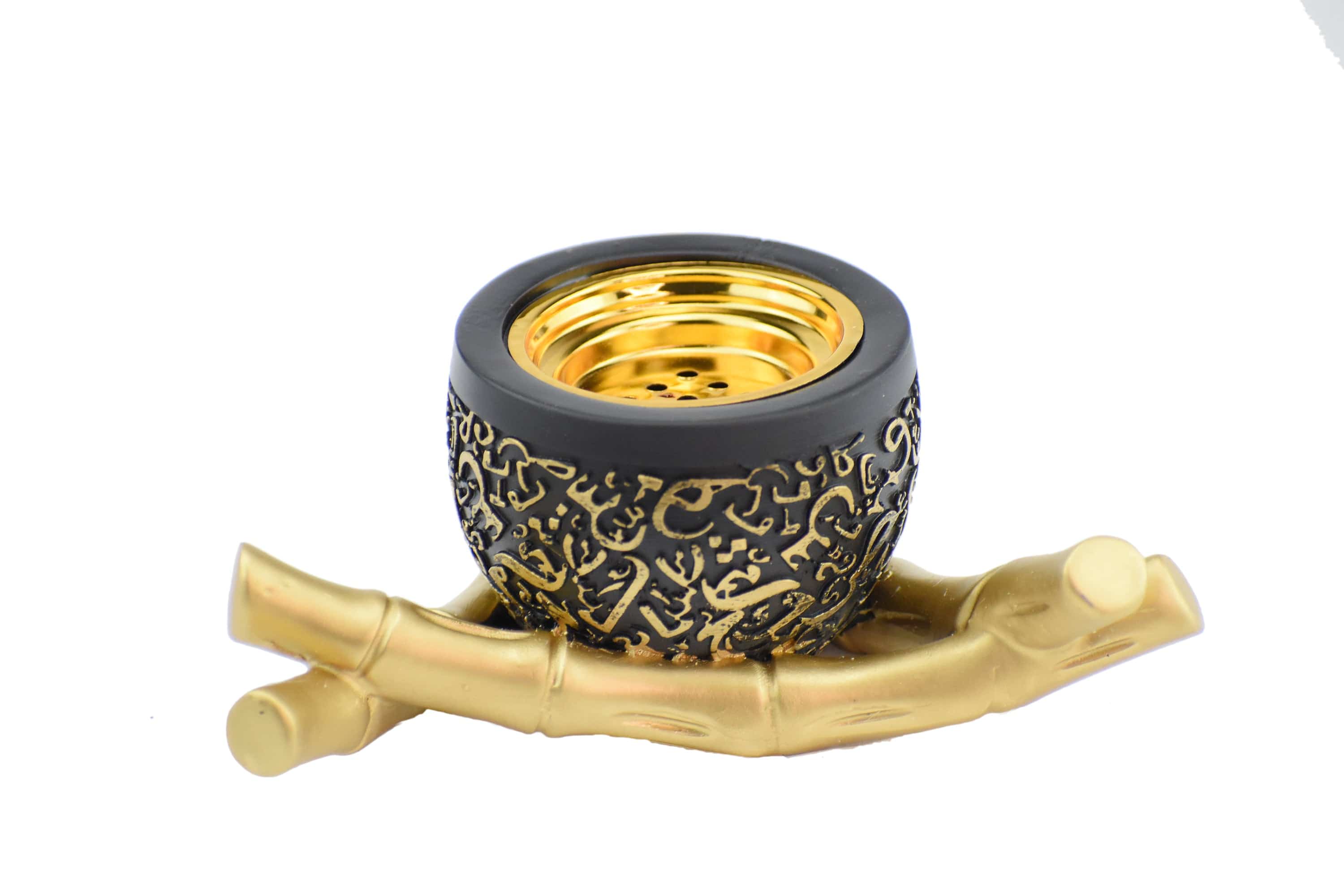 Bamboo Trangle Arabic Script Incense Bakhoor Burner - Black - Intense oud