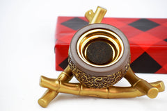 Bamboo Trangle Arabic Script Incense Bakhoor Burner - Brown - Intense oud