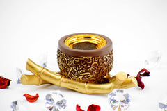 Bamboo Trangle Arabic Script Incense Bakhoor Burner - Brown - Intense oud