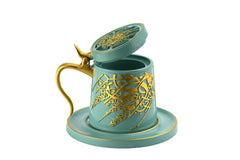 Tea Cup Style Closed Incense Bakhoor Burner - Teal - Intense oud