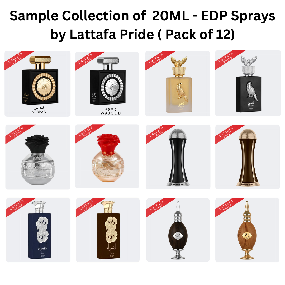 Sample Collection of 20ML (0.7 OZ) EDP Sprays by Lattafa Pride. (Pack of 12)