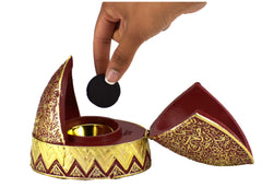 Calligraphy Arched Beehive Dome Style Closed Incense Bakhoor Burner - Red - Intense oud