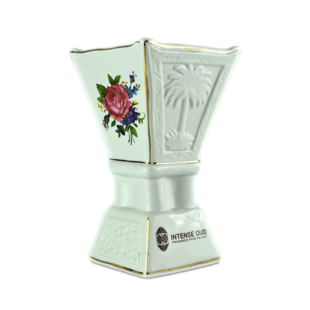 Ceramic Off-White Floral Print Electric Incense Bakhoor Burner by Intense Oud - Intense Oud