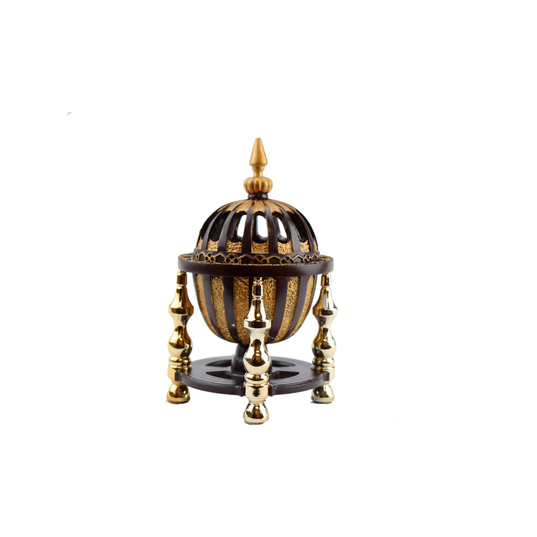 4 Pillar Resin Dome Style Incense Bakhoor/Oud Burner - Brown - Intense Oud